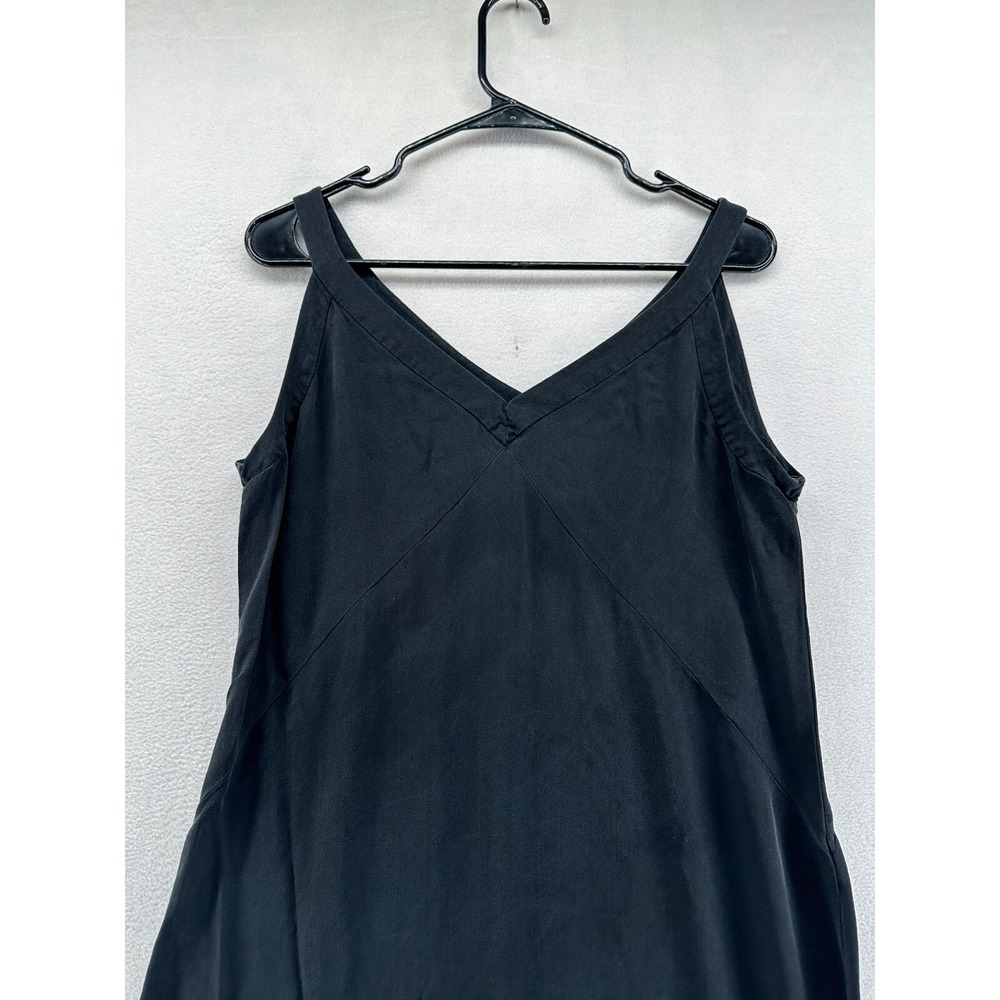 Eileen Fisher A-Line Dress Black Women's Medium Silk Sleeveless V-Neck Pullover - Picture 5 of 9